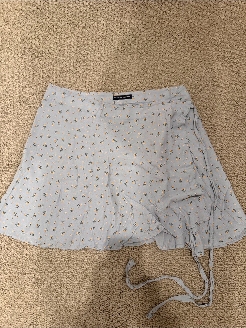 Brandy Melville Pale Blue Floral Wrap Skirt
